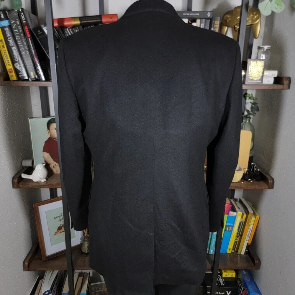 JOS A BANK GORDON Men's Sport Coat Blazer‎ Two Button Solid Black CASHMERE 43R
